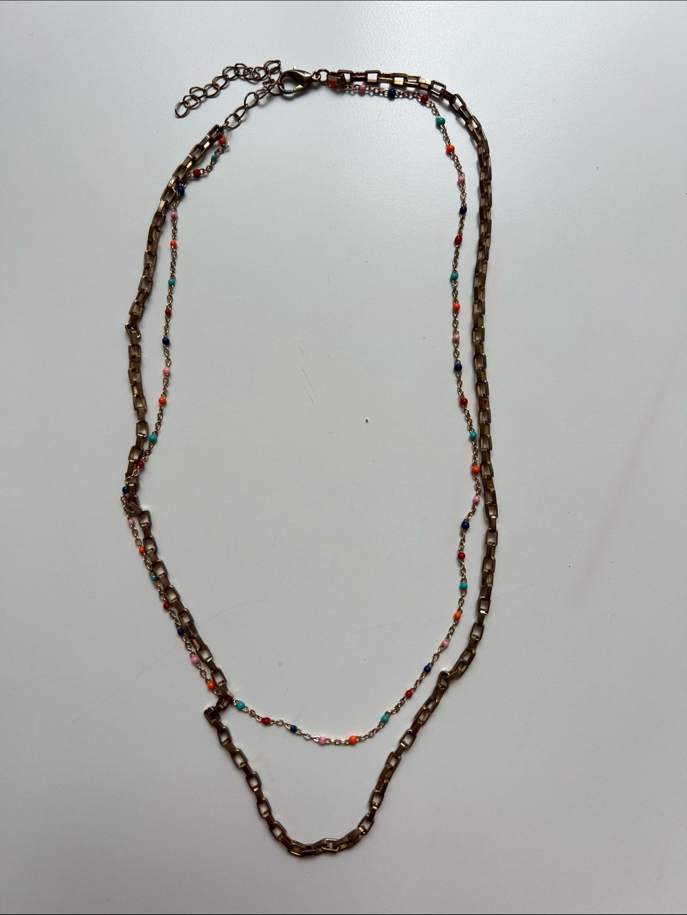 Multicolor Beaded Layered Chain Necklace
